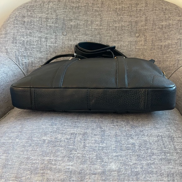 NWT COACH BLEECKER SLIM BRIEFCASE IN BLACK PEBBLED LEATHER & BRASS F71196 - Picture 5 of 8